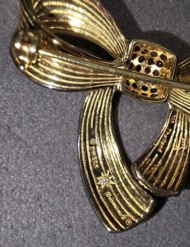 Dweck Diamonds Bow Gold Clad Sterling Silver & Sapphire Vanessa Pin Brooch - Picture 4 of 6