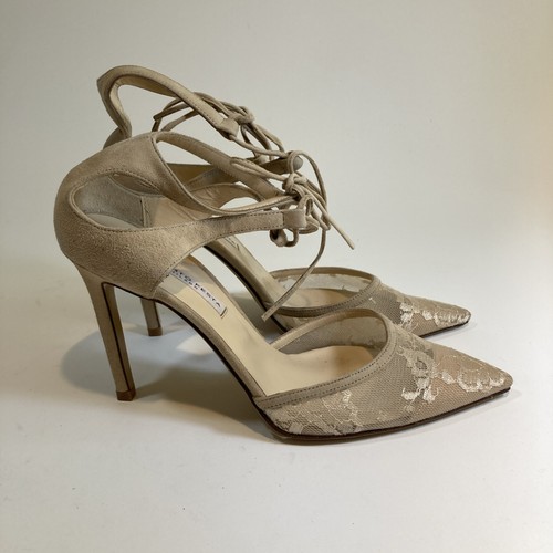 Vintage Style Roberto Festa Floral Lace Cream Pointed Toe Heels 40 - Picture 3 of 11