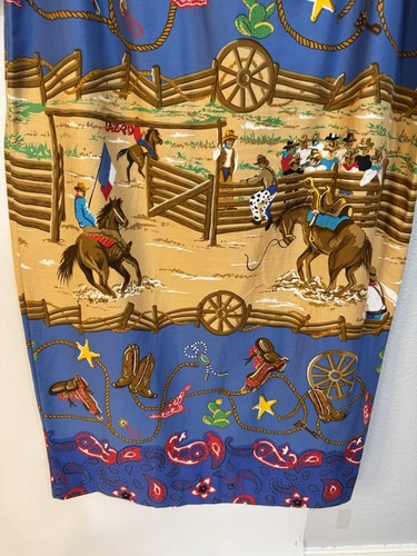 Vtg Bechamel Size 12 16 Western Wrap Skirt Shirt Set Blue Red Rodeo Cowgirl - Picture 10 of 12