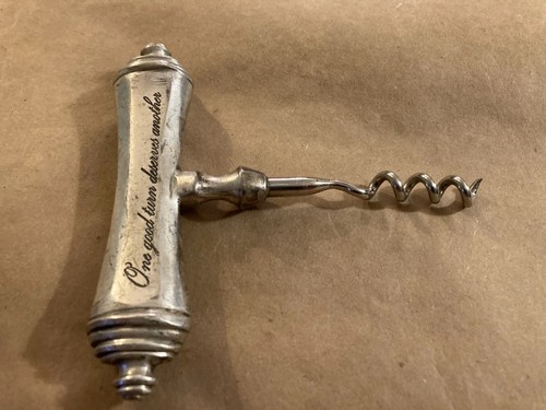 "Eine gute Wendung verdient eine andere" Pottery Barn silberfarben Metall Wein Korkenzieher - Bild 6 von 9