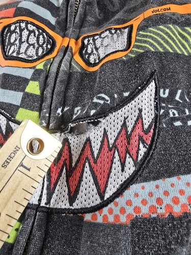 Volcom Youth XL Full Zip Mask Sweatshirt Hoodie Face Skater All Over Print *Read - Picture 7 of 15
