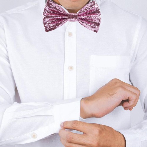  Glitter Bow Tie Sparkling Sequin Bowtie Mens Fashionable Accessory Festive - Picture 9 of 12
