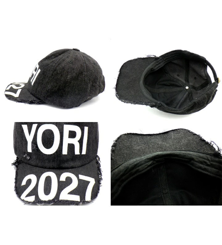 YORI 2027 キャップ Yori Sport 2027 Dad Hat Logo Print Damaged Finish Cap Black