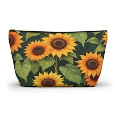 Sunflower Accessory Pouch, Floral Makeup Bag, Botanical Case, Gardener's Gift