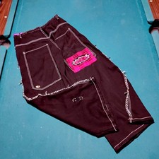 Custom Wide Leg Skater Baggy Goth Jnco Style Black Jeans M 30in AdjustableWaist