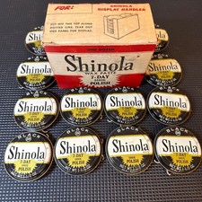 Shinola 1950s Shoe Polish NOS Display Handler with 12 Cans of NOS Wax Paste