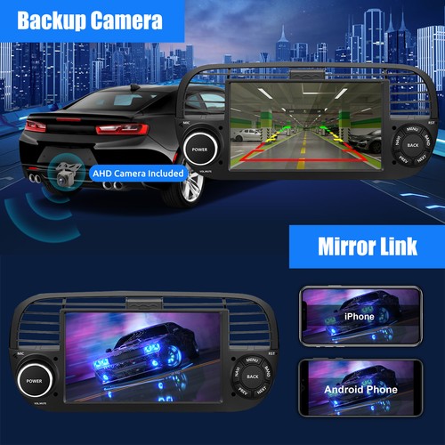 2+64G CarPlay Android 14 Stereo For Fiat 500 2007-2015 Car GPS Radio SatNav +Cam - Picture 10 of 13