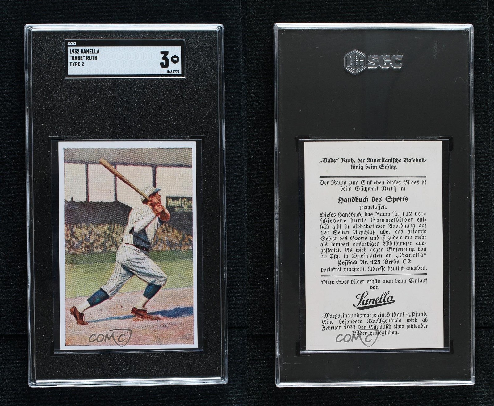 1932 Handbuch des Sports Sanella Logo Towards Bottom on Back Babe Ruth SGC 3 HOF view 3