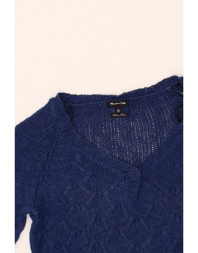 MASSIMO DUTTI Womens V-Neck Jumper Sweater UK 14 Large Navy Blue CE05 - Picture 3 of 3