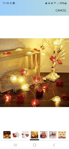 Happy Trees Valentine String Lights, 10 FT 20 LED Heart Shape String Light,... - Picture 4 of 7