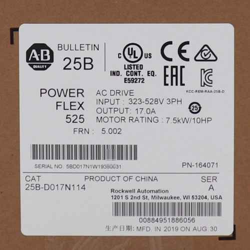 Allen Bradley 25B-D017N114 AB PowerFlex525 7.5kW/10HP AC Drive US Free Tax - Picture 3 of 5