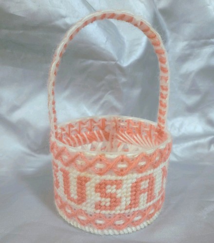 Handgefertigter Nadelspitzenkorb monogrammiert Susan rosa weiß 7" x 4,25" - Bild 2 von 8