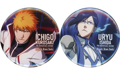 BLEACH Brave Souls Kurosaki Ichigo Ishida Uryu Can Badge 2pc