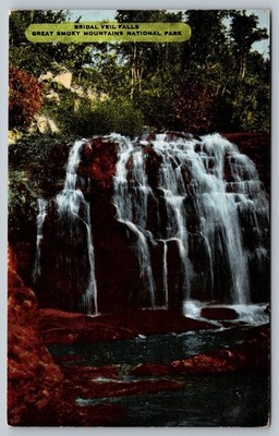 Bridal Veil Falls Great Smoky Mountains Vintage Eckco-Chrome Postcard