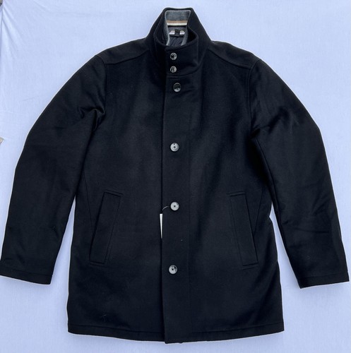 BOSS Coxtan Relaxed Fit Virgin Wool & Cashmere Black Coat 42R - Picture 8 of 15