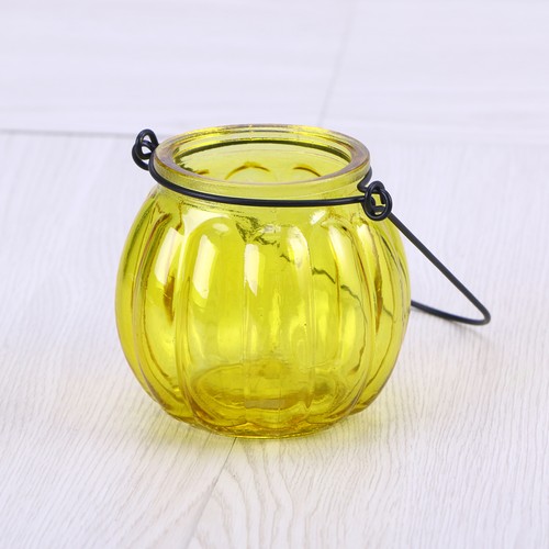 Pumpkin Glass Hanging Basket Home Decoration Votive Candle Holder - Picture 4 of 10