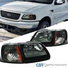 Fit Ford 97-04 F150 97-02 Expedition Pickup Smoke Headlights+Signal Corner Lamps