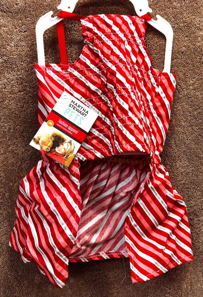 Martha Stewart домашних животных Рождество конфеты трости полоски красный и белый собаки платье размер M новый с Ярлыками - Изображение 2 из 4