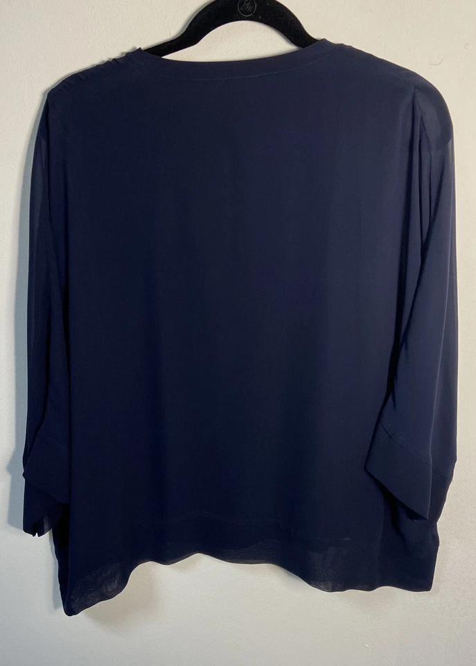 Last Tango Women’s Blouse Top V Neck Navy Small - Изображение 2 из 4