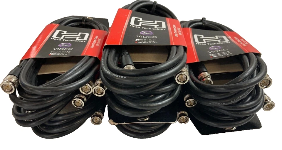 Lote de 10 cables coaxiales Hosa Pro BNC-06-110 10 pies BNC a BNC (10951) Foto 3 de 4