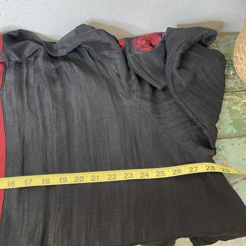 CITRON Santa Monica Black Linen Silk Kimono DusterJacket Embroidered Asian 3X - Picture 20 of 22