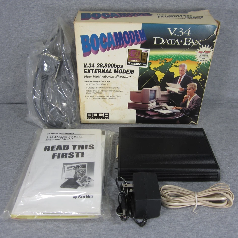 Vintage Boca Bocamodem V.34 28,800bps External Modem Data Fax - Image 2 of 4