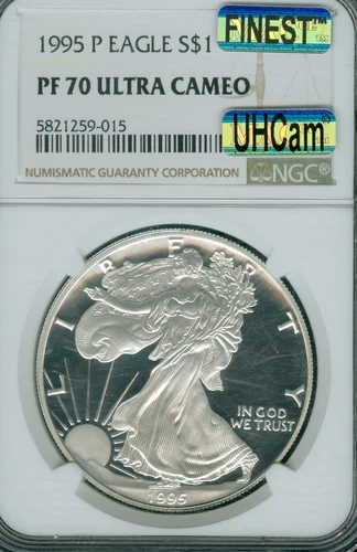 1995 P SILVER EAGLE NGC PF70 UCam MAC ULTRA HEAVY CAM MAC FINEST & SPOTLESS *