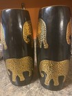 Black And Gold Elephant Vases 12in Tall New Glass 