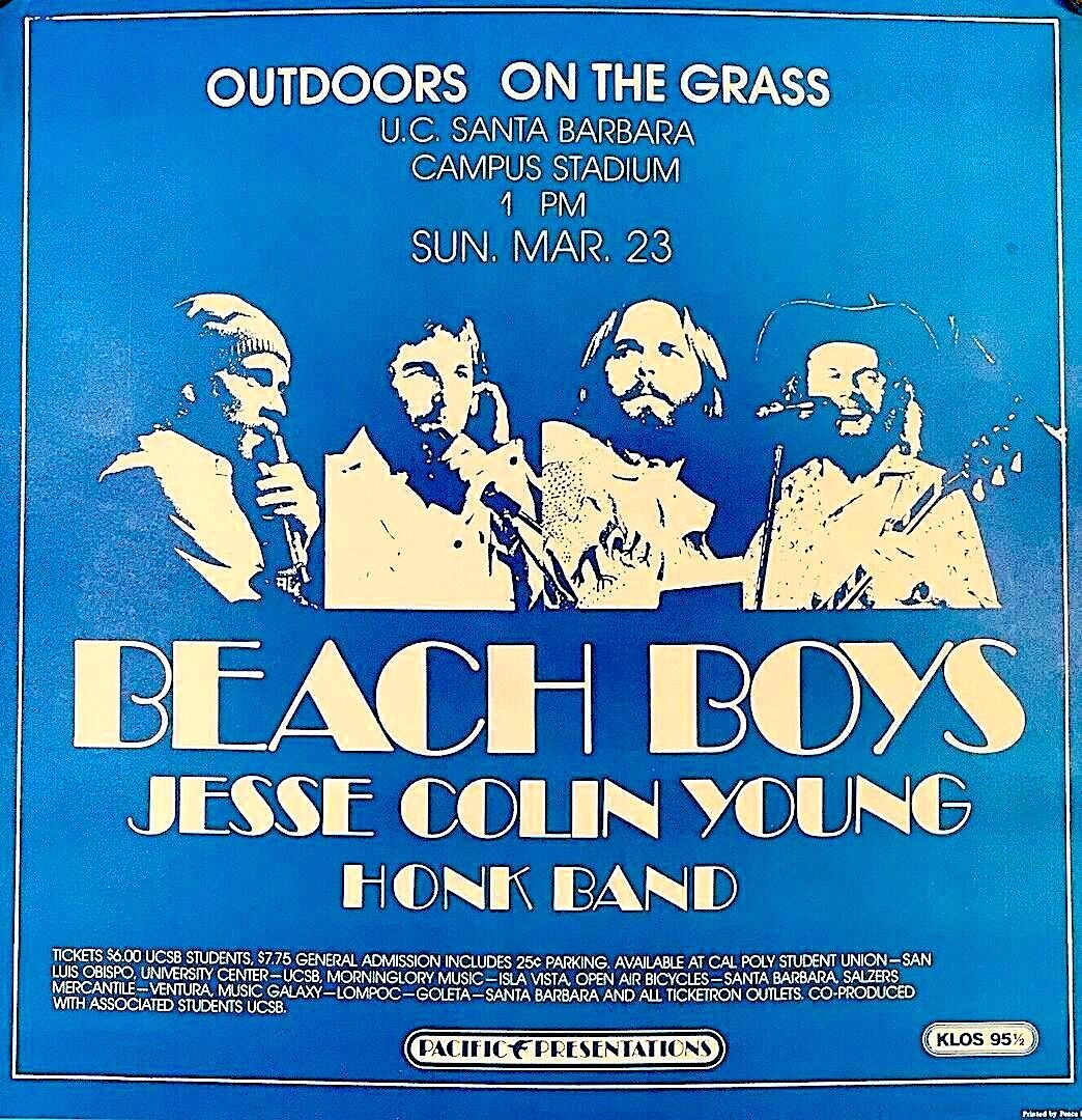 BEACH BOYS 1975 TOUR U.C. SANTA BARBARA CONCERT POSTER DENNIS