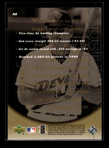 2000 Upper Deck Hitter's Club Accolades #A8 Wade Boggs (EX)(BAS) - Picture 2 of 2