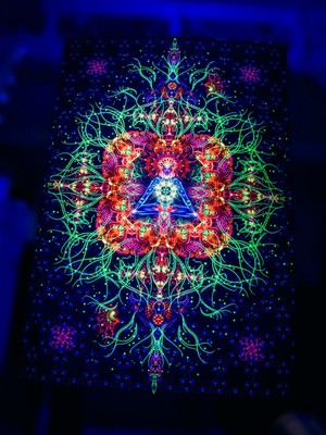 UV Backdrop Psychedelisch Kunst Schwarzlicht Wandbehang Psy Goa Deko Neon Banner