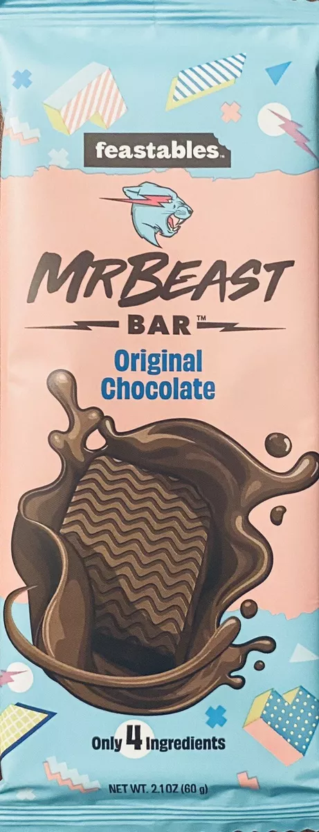 3x Mr Beast Feastables ORIGINAL CHOCOLATE Bar 2.1 oz - FREE SHIP - 3 PACK