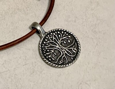 Leather Necklace with Large Pewter Tree Of Life Pendant | eBay