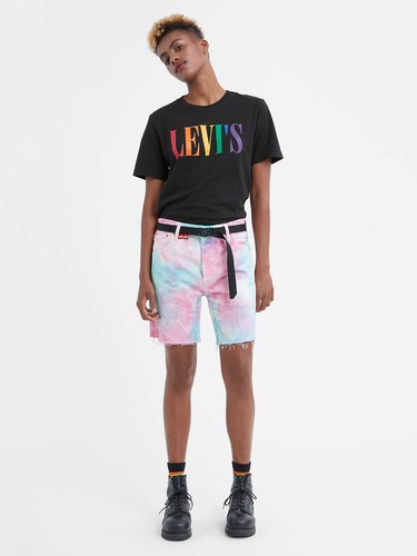 Signature Rainbow Tie Dye Jean Shorts 