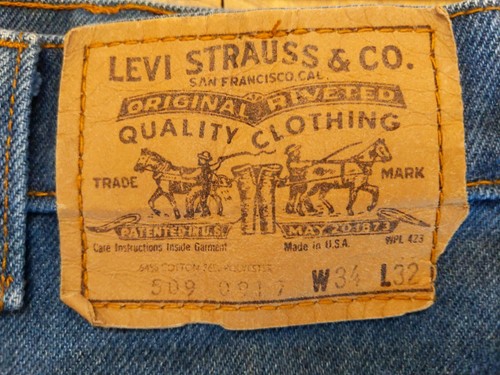 Vtg 34x32 LEVI'S 509 Jeans Straigt Fit Stretch Orange Tab USA 80s Distressed - Picture 3 of 12