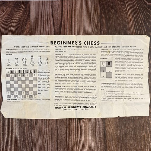 Original Vintage Halsam Products Chicago 32 Plastic Chessmen Red White Instructs - Picture 13 of 14