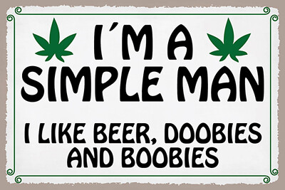 Holzschild 18x12 i´m simple man like beer doobies Wand Deko Bar Kneipe Sammler G