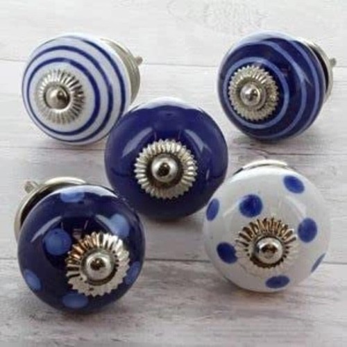Blue Ceramic Drawer Pulls Knobs Kitchen Cabinet Door Handle Drawer Knobs 25 - Picture 3 of 5