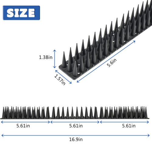 12Pcs Black Anti Climb Wall Defender Fence Spikes Burglars Cats Birds Deterrent - Picture 16 of 19