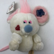 Vintage 1982 Applause Fluffy Cosmo Mouse Mice Hair mochican pink white Plush