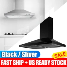 30inch Wall Mount Range Hood Stainless Steel Kitchen Cooking Vent 450CFM w/LED
