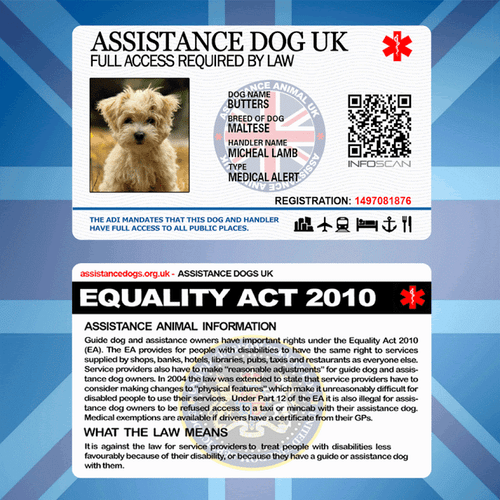 ASSISTANCE DOG UK - SERVICE ID BADGE FOR UNITED KINGDOM GREAT BRITAIN AREA ADi - Picture 3 of 3
