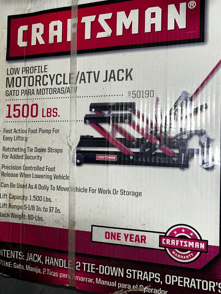 Craftsman 875.50190 / 1500Lbs Motorcycle ATV Hydraulic Jack New in Box