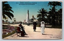 New Gardens Centennial Monument Nice France - French Fashion VINTAGE Postcard