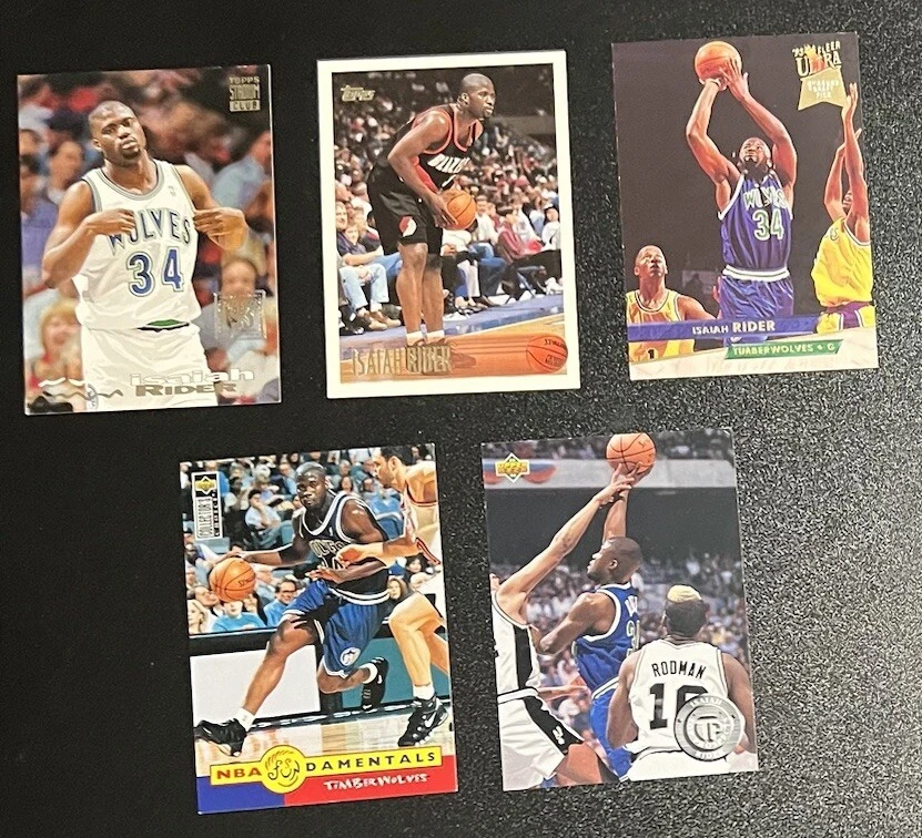 Lote de 34 tarjetas de baloncesto Isaiah Rider Timberwolves Lakers Blazers Hawks NBA Foto 2 de 4