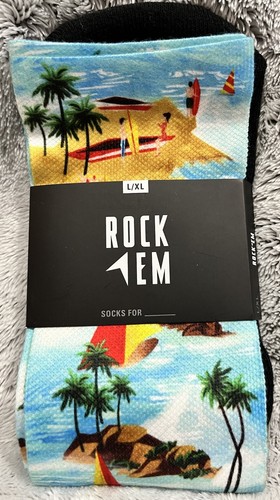 Retired Rockem Rock em Unisex Socks Adult L/XL Hawaii 5-Pack Exclusive The Beach - Picture 2 of 4