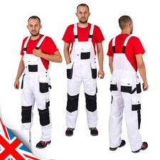 Mens Work Bib & Brace Overalls Work Trousers Grey or White 28-44in painter