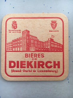 Vtg German Beer Coaster Bieres de Diekirch Luxembourg Man Cave Bar Drinking VVPS