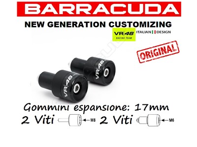 Ergal VR46 Gegengewichte + Adapter für Motorrad Lenker Innen-Ø 16,5/18 mm