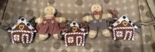 Vintage Gingham Gingerbread Man Woman House Garland Approximately 30 Inches Long
